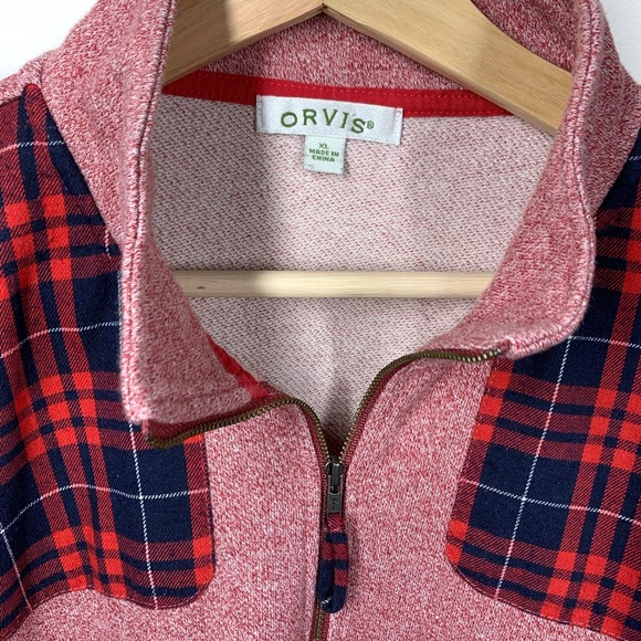 Orvis pink with plaid quarter zip- size XL - Picture 3 of 4
